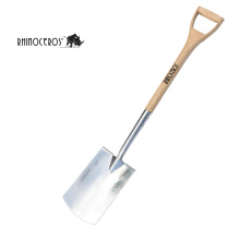 Traditional style wooden handle mirror polishing gardening tools digging spade shovel